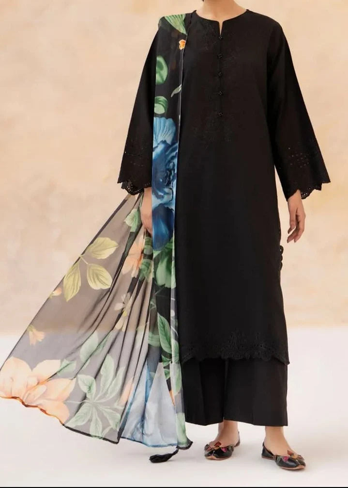 Grace Z-(S1489) - Stitched Embroidered 3pc CHIKANKARI Lawn Dress With Printed Lawn Dupatta.