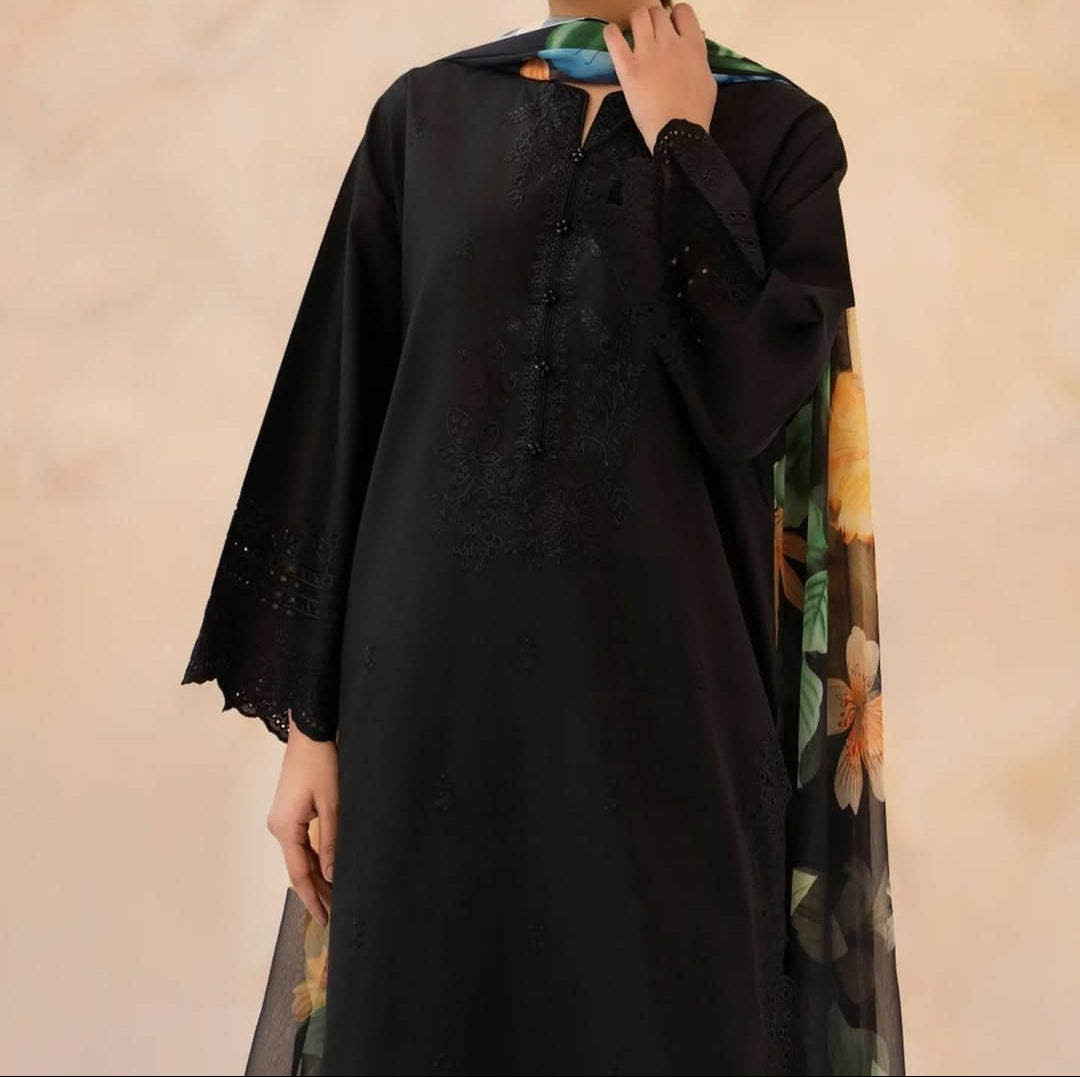 Grace S1489 - Embroidered 3pc CHIKANKARI Lawn Dress With Printed Lawn Dupatta.