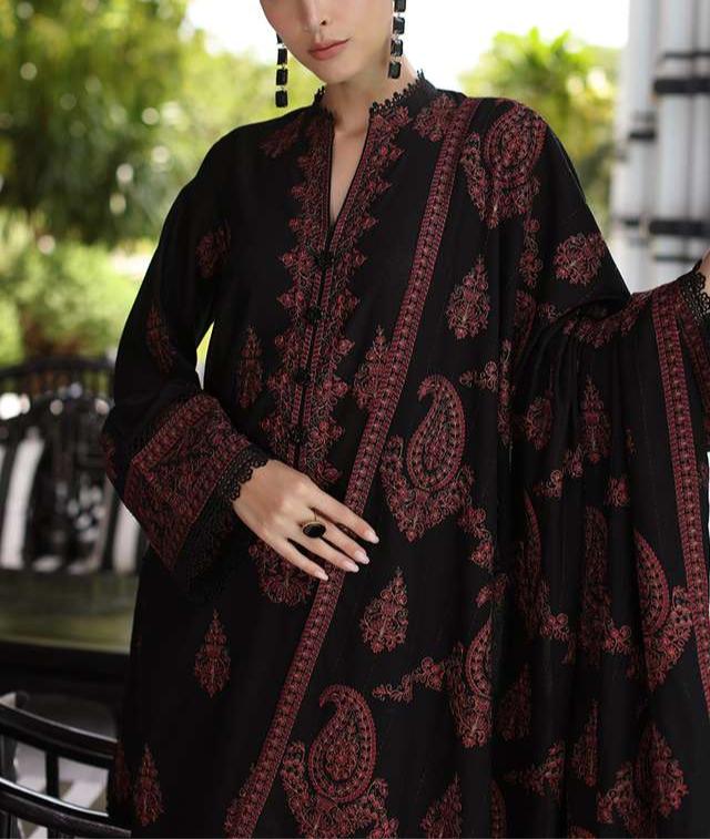 Grace W504-Embroidered 3pc marina dress with Embroidered marina shawl.