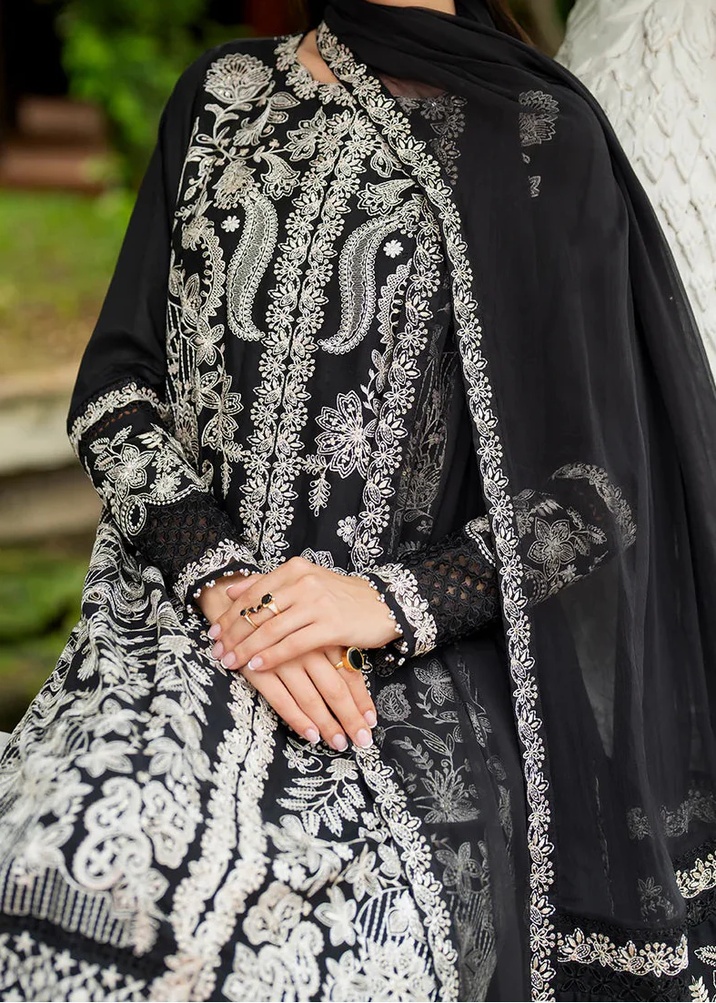 Grace Z-(W860) - Stitched Embroidered 3pc Marina Dress With Embroidered Chiffon Dupatta.