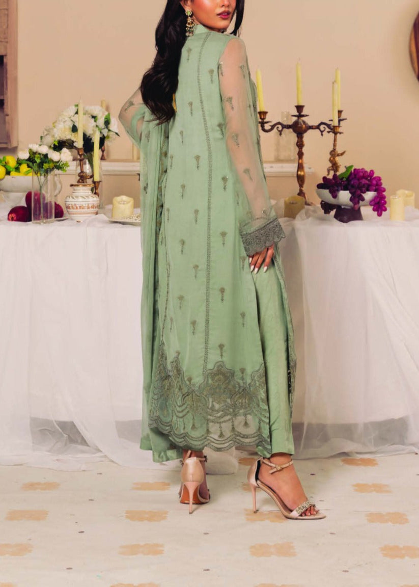 CADET GRAY– Embroidered Chiffon Unstitched 3Pc Suit.