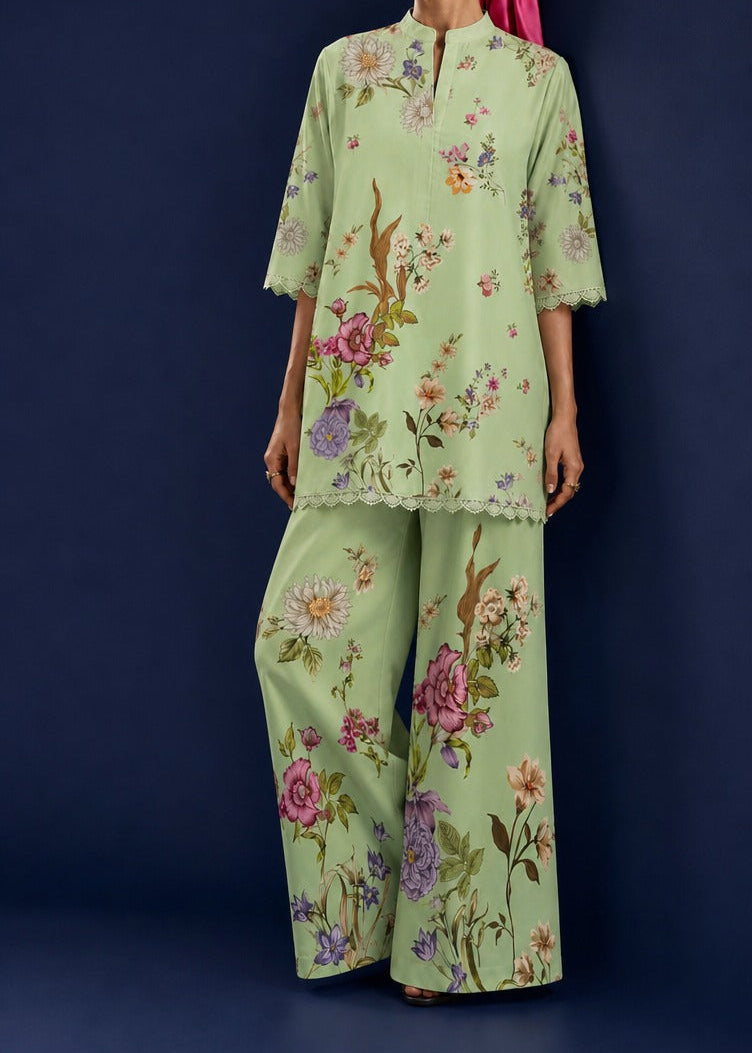 Grace W1063 - Digital Printed 2pc Silk Dress.