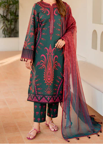 Grace W811 - Digital Printed 3pc Karandi Dress With Digital Printed Karandi Shawl.