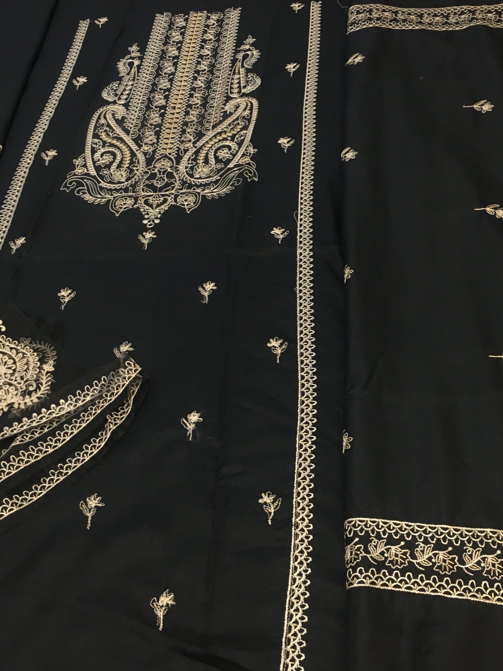 Grace W201-Embroidered 3pc marina dress with Embroidered marina shawl.