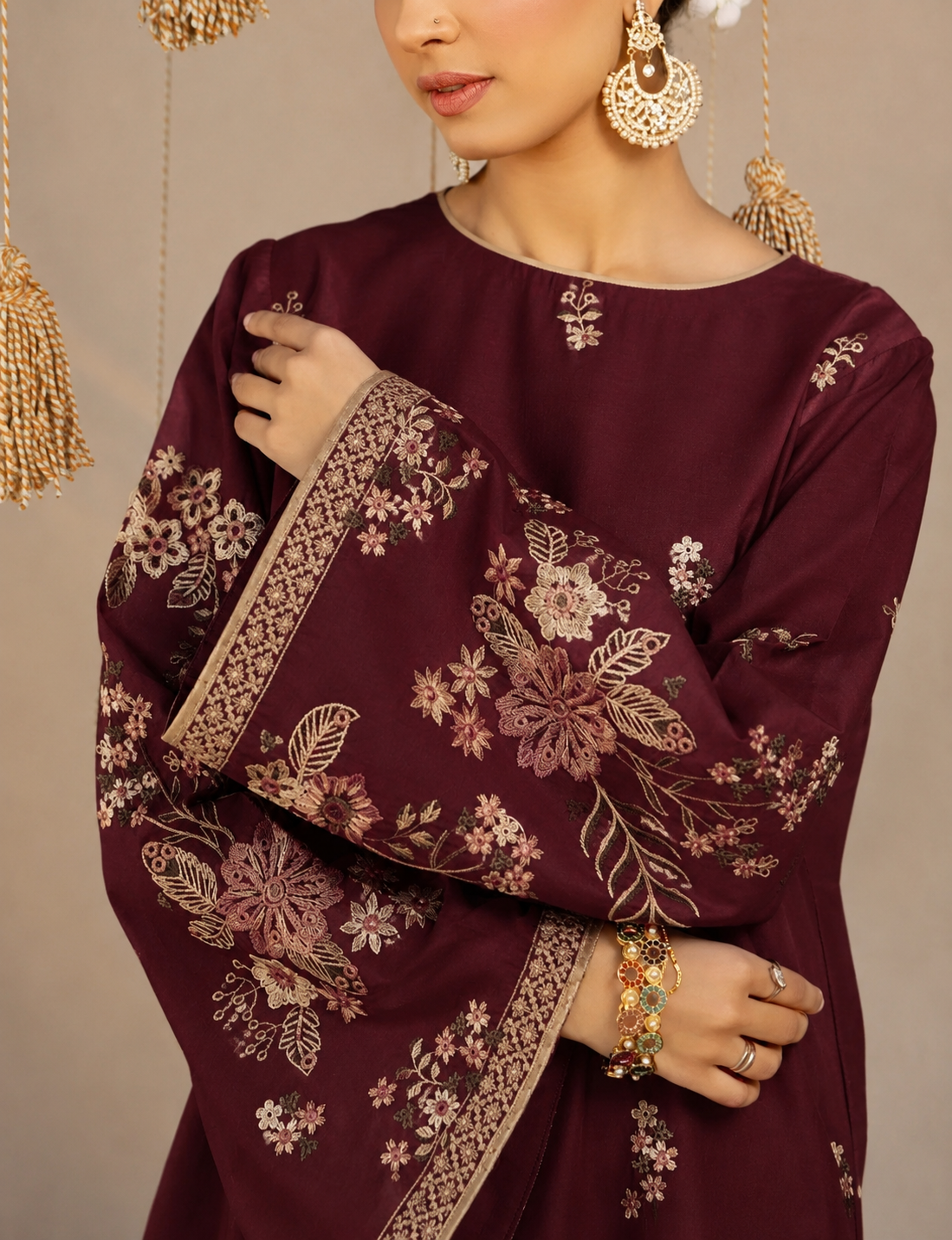 Grace W1123- Embroidered 2Pc marina Dress.