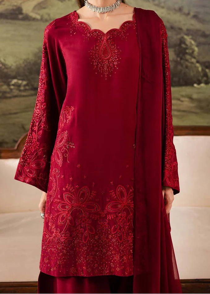 Grace W933-Embroidered 3pc Marina Dress With Embroidered Chiffon Dupatta.