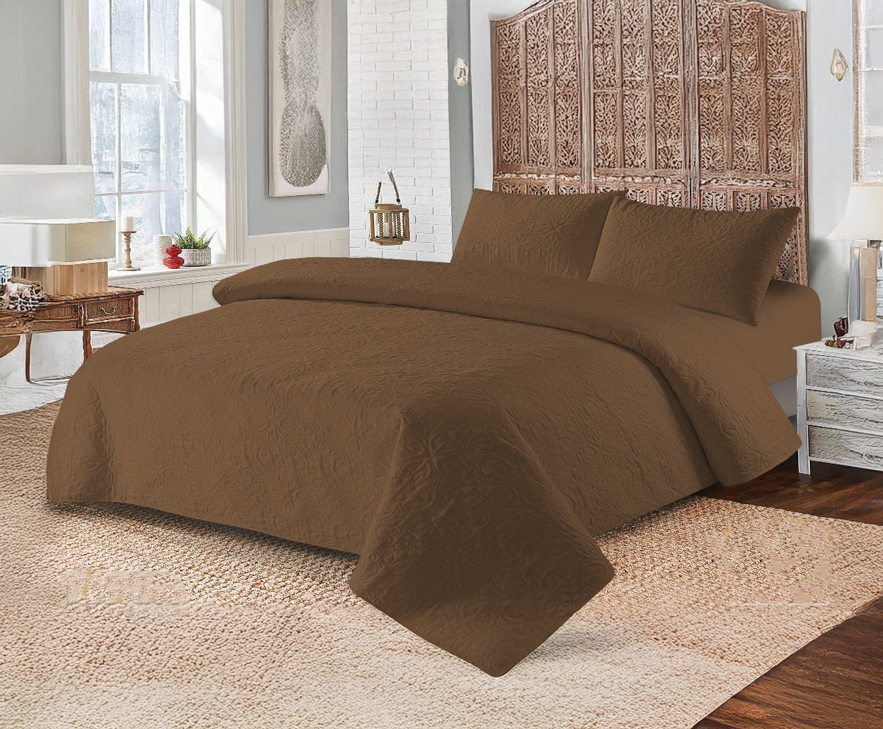 Grace D1008- 3PC Bedspread Set.