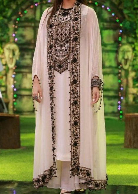 Grace W988- Embroidered 3pc Linen Dress with Embroidered Chiffon Dupatta.