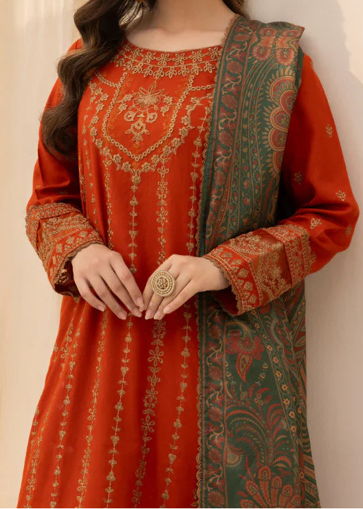 Grace W788-Embroidered 3pc Marina Dress With Printed Shawl.