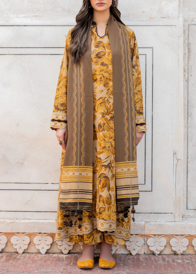 Grace W577-Printed 3pc karandi Dress With Printed karandi Shawl