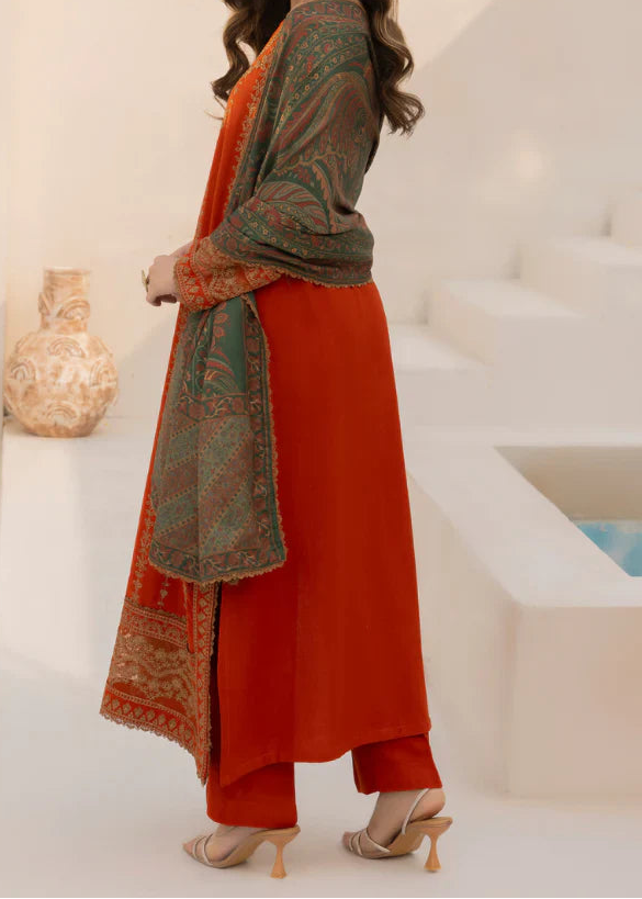 Grace W788-Embroidered 3pc Marina Dress With Printed Shawl.