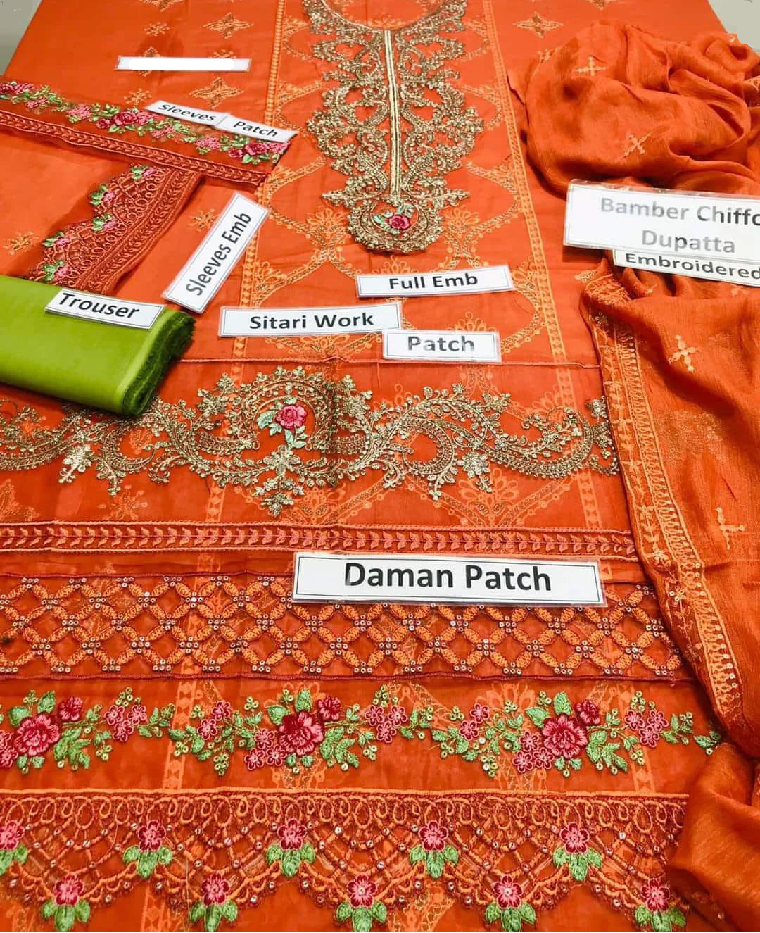 Grace W778 - Embroidered Sequence 3pc Marina Dress With Embroidered Sequence Chiffon Dupatta.