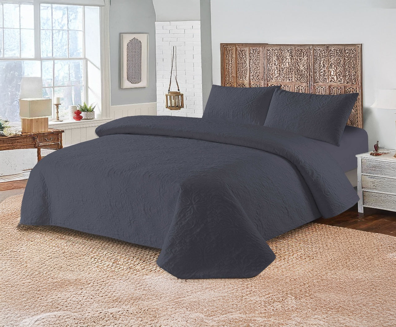 Grace D1010- 3PC Bedspread Set.