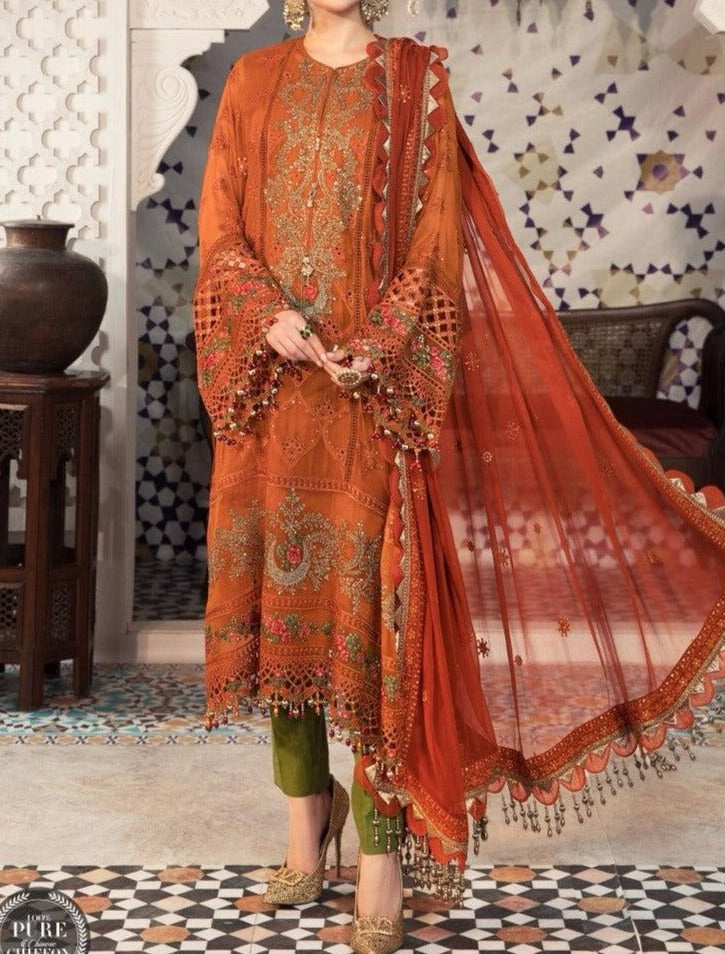 Grace S663-Embroidered 3PC Lawn with Embroidered chiffon dupatta.