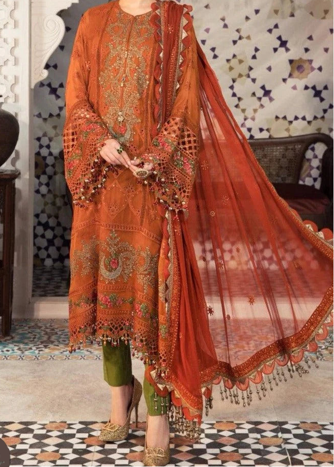 Grace W778 - Embroidered Sequence 3pc Marina Dress With Embroidered Sequence Chiffon Dupatta.