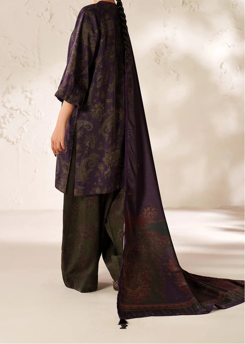 Grace W840 - Digital Printed 3pc Karandi Dress With Digital Printed Karandi Shawl.