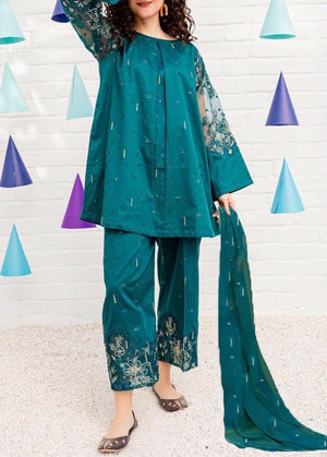 Grace S394 -Embroidered 3pc lawn dress with embroidered organza dupatta.