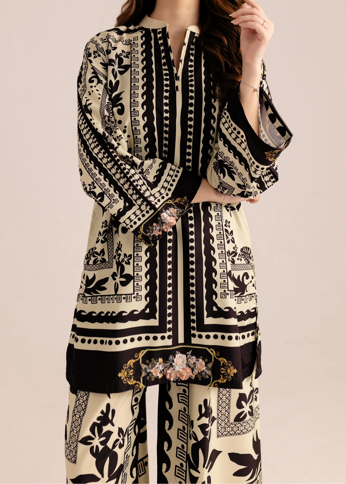 Grace W925 - Digital Printed 2pc Silk Dress.