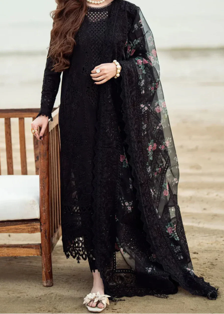 Grace Z-(W753) - Stitched Embroidered 3pc CHIKANKARI Marina Dress With Printed Munar Dupatta.