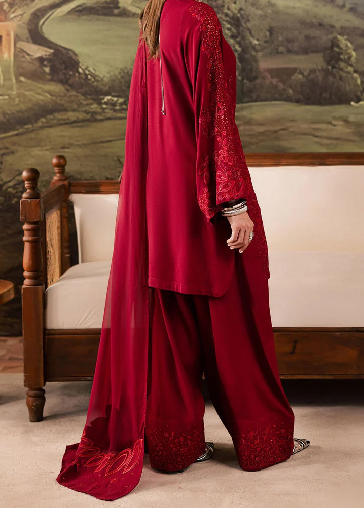Grace W933-Embroidered 3pc Marina Dress With Embroidered Chiffon Dupatta.