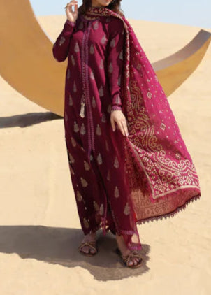 Grace S1018-Embroidered 3pc Lawn dress with Printed Munar Dupatta.