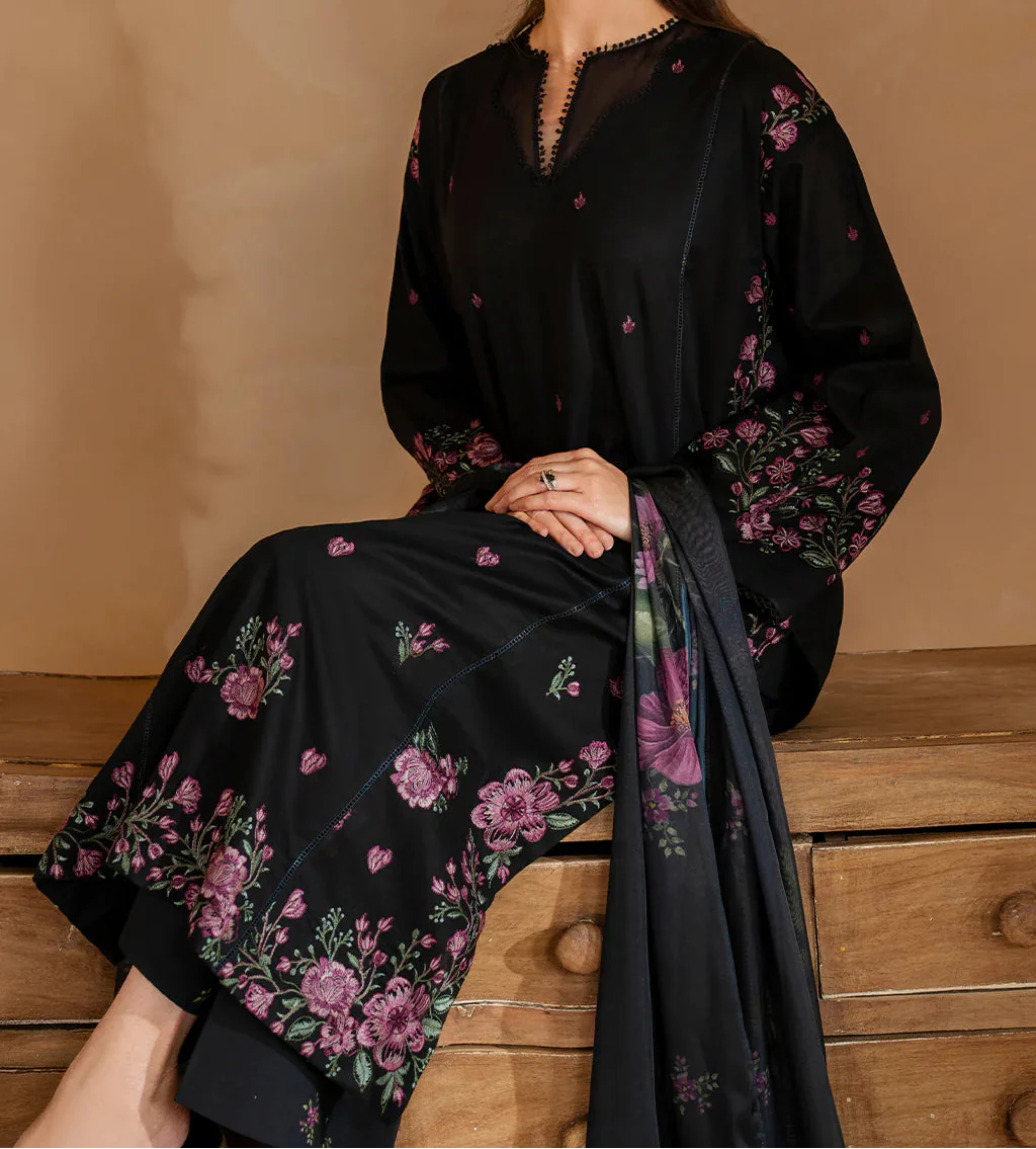 Grace Z-(S1456) - Stitched Embroidered 3pc Lawn Dress With Printed Lawn Dupatta.