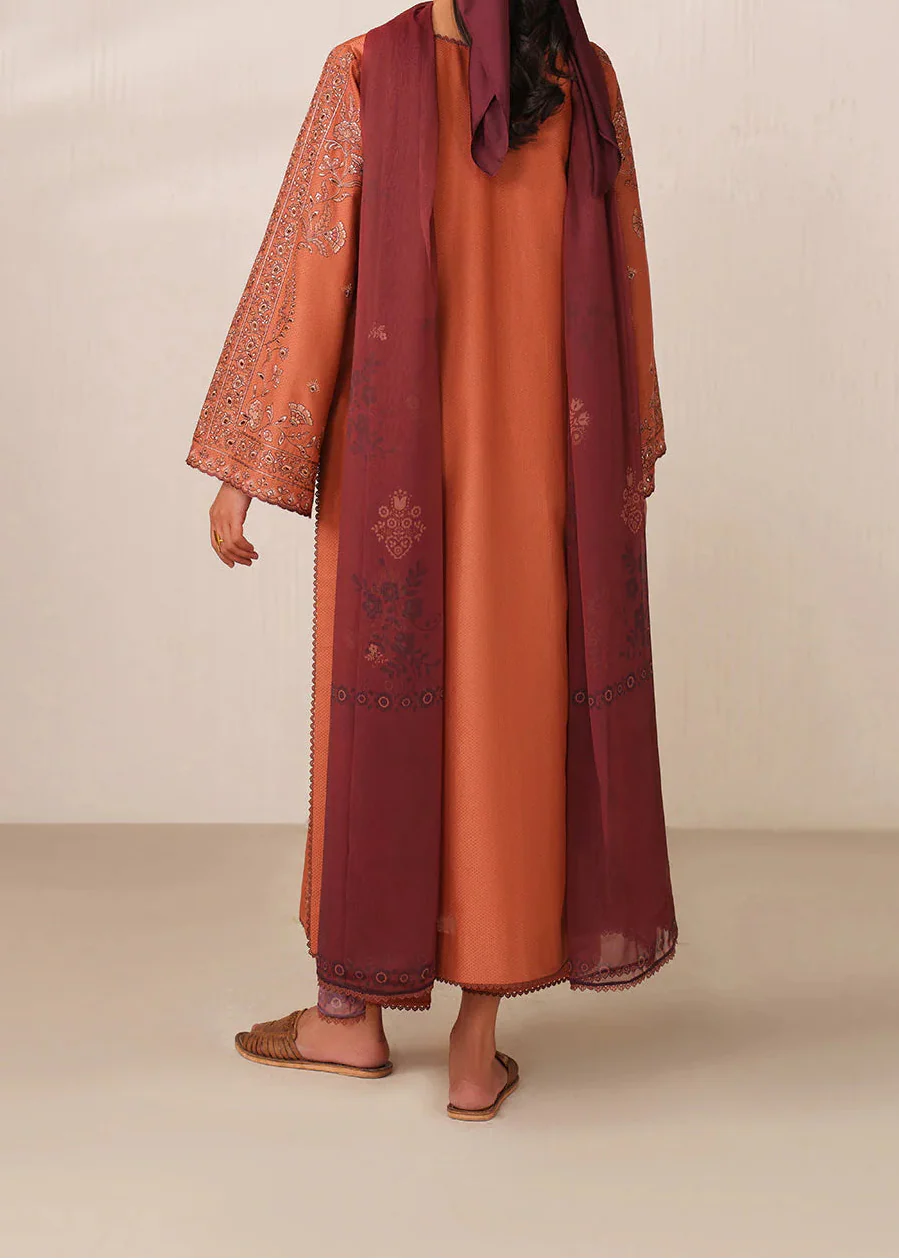 Grace Z-(S1377 )- Stitched Embroidered 3pc Lawn Dress With Printed Chiffon Dupatta.