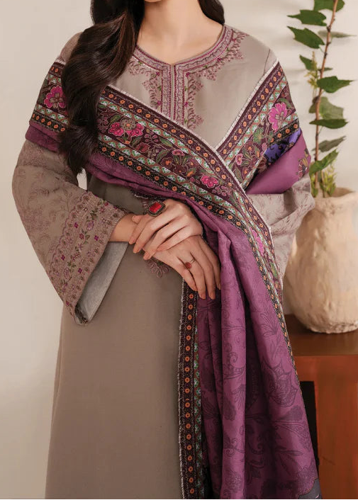 Grace W755 - Embroidered 3pc Marina Dress With Printed Shawl.