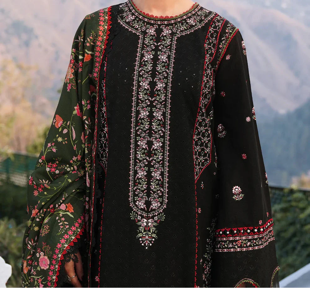 Grace Z-(W717) - Stitched Embroidered CHIKANKARI 3pc Marina Dress With Printed Shawl