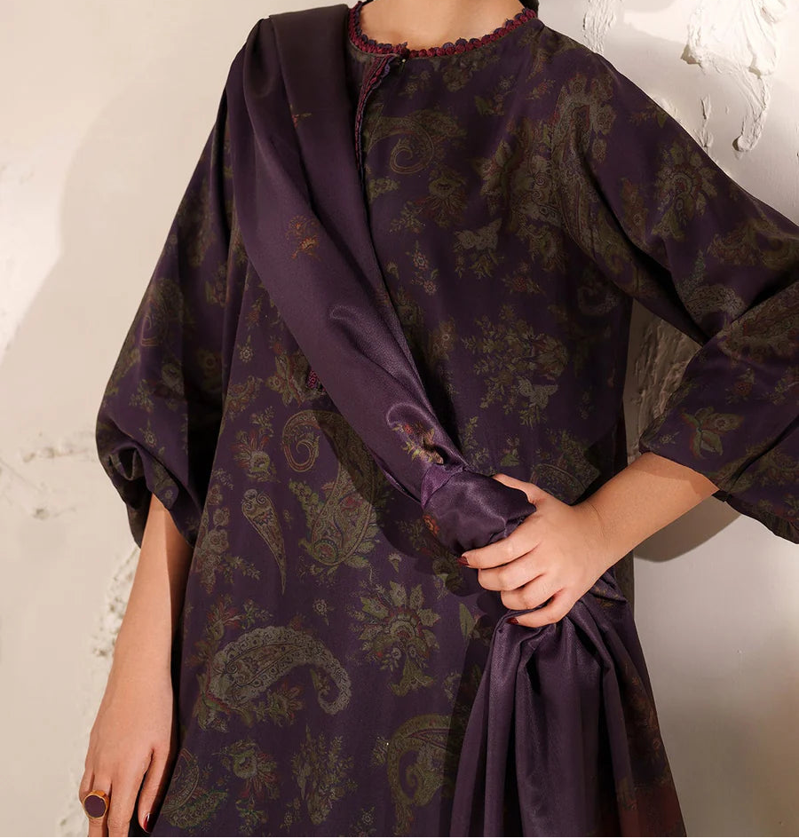 Grace W840 - Digital Printed 3pc Karandi Dress With Digital Printed Karandi Shawl.