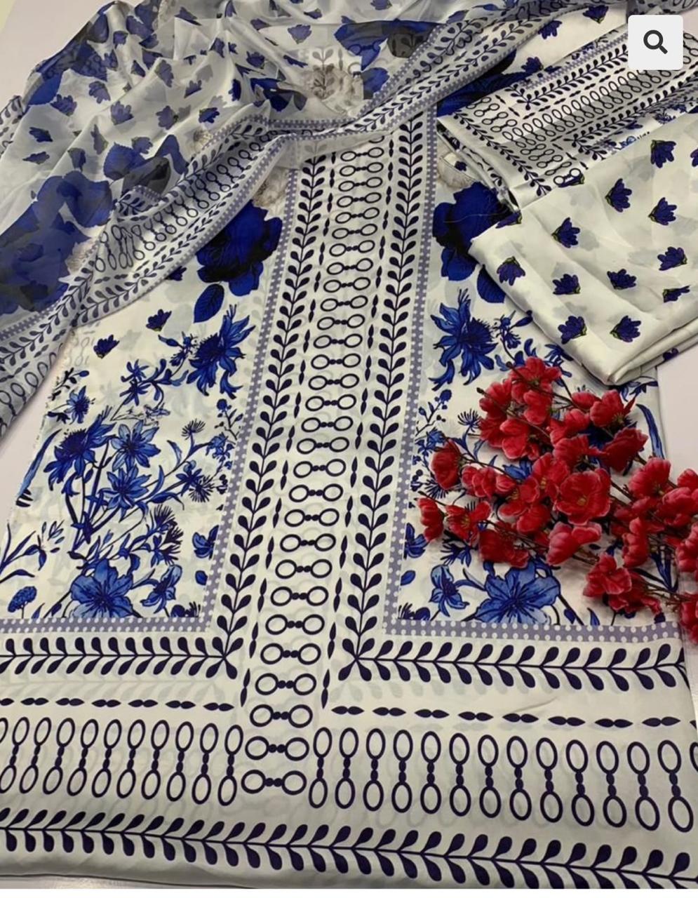 Grace W723 - Digital Printed 3pc Silk dress With Digital Printed Silk dupatta.