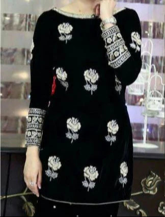 Grace Z-(W687) - Stitched Embroidered 2pc Linen dress.