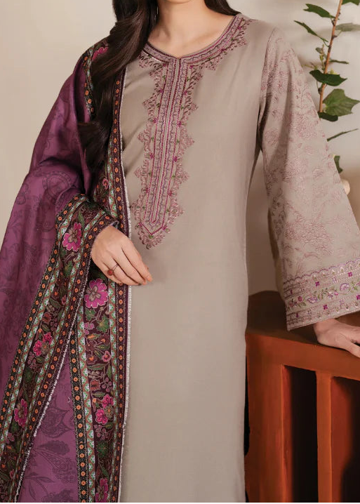 Grace W755 - Embroidered 3pc Marina Dress With Printed Shawl.
