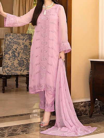 Purple Pale – Embroidered Chiffon Unstitched 3Pc Suit