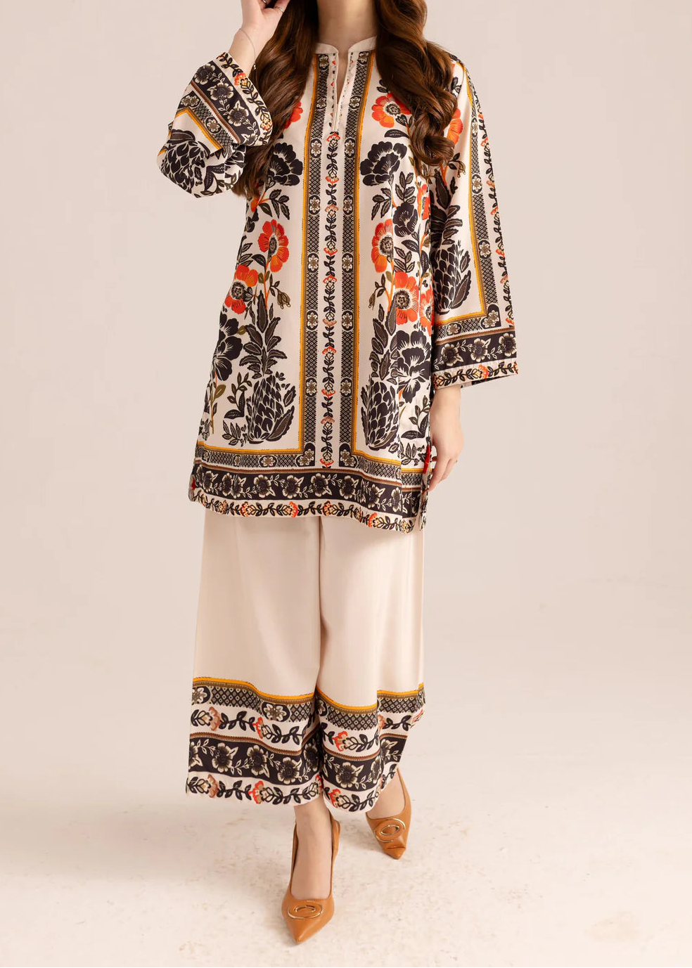 Grace W968- Digital Printed 2pc Karandi Dress.