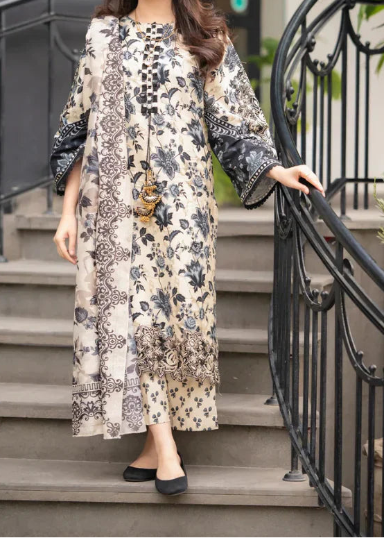 Grace W908 - Digital Printed 3pc Karandi Dress With Digital Printed Karandi Shawl.