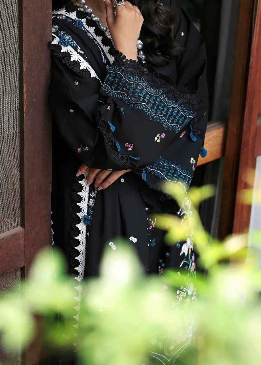 Grace Z-(W787) - Stitched Embroidered 3pc Marina Dress With Embroidered Marina Shawl.