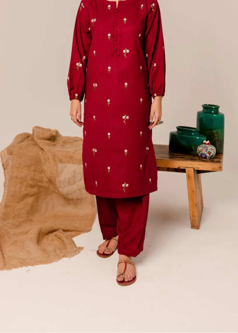 Grace Z-(W695) - Stitched Embroidered 2pc Marina Dress