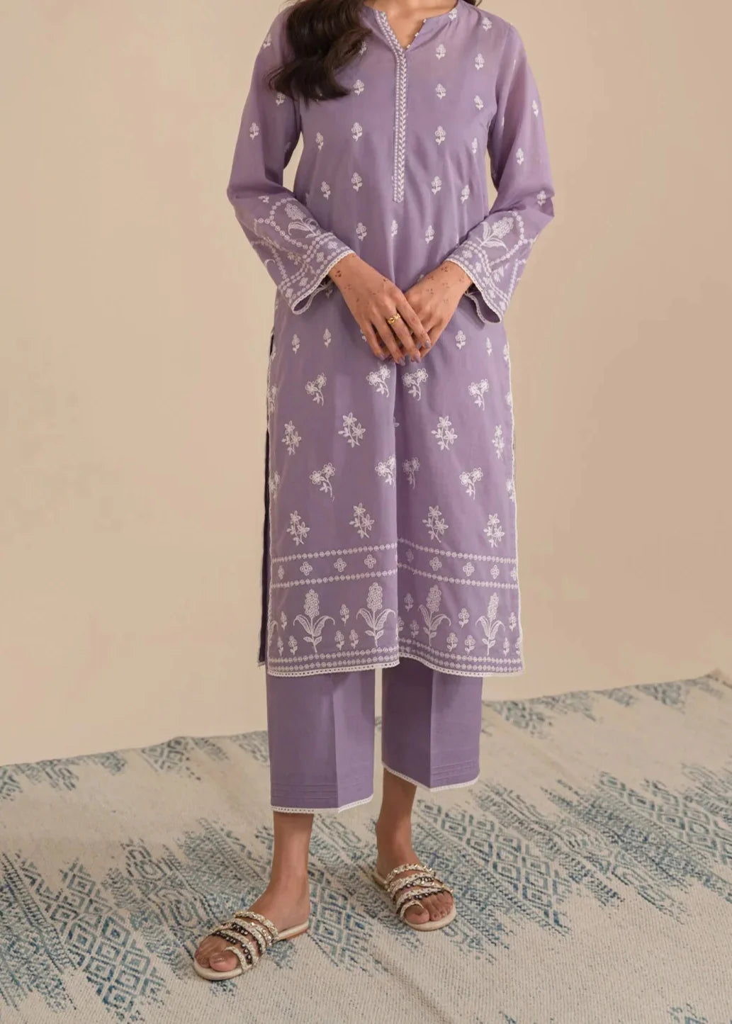 Grace Z-(W707) - Stitched Embroidered 2pc Marina Dress