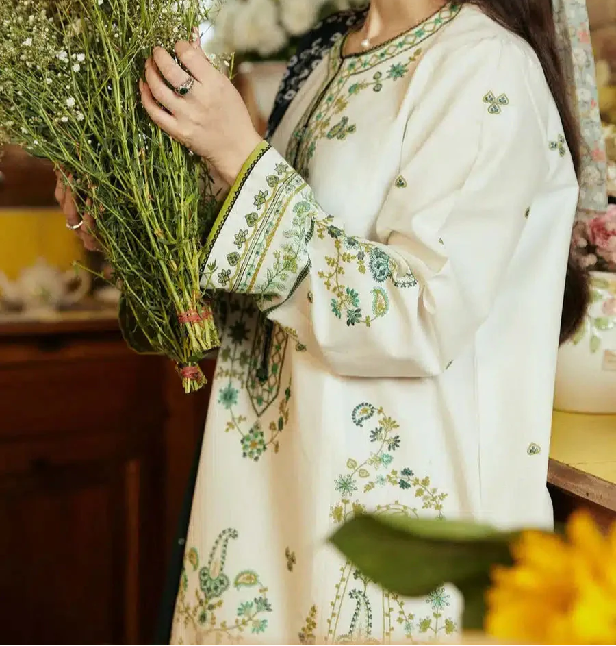Grace Z(S1231)- Stitched Embroidered 3pc Lawn Dress With Printed Munar Dupatta.