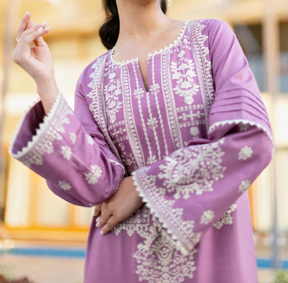 Grace Z-(W409)- Stitched Embroidered 2pc marina dress