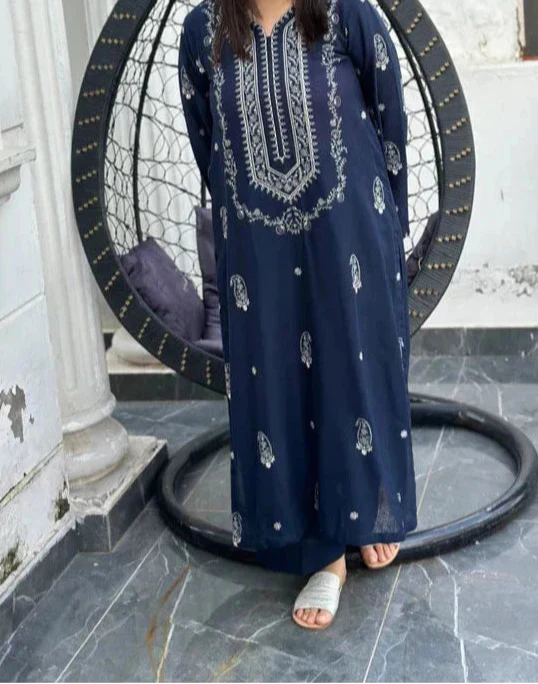 Grace Z-(W682) - Stitched Embroidered 2pc Khaddar dress