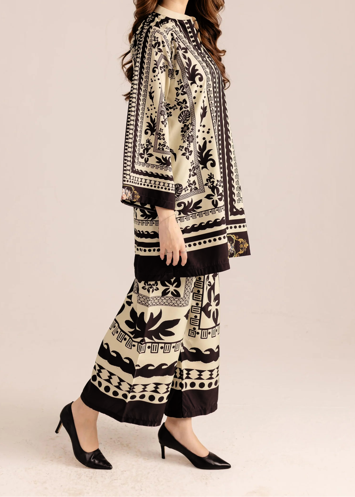 Grace W925 - Digital Printed 2pc Silk Dress.