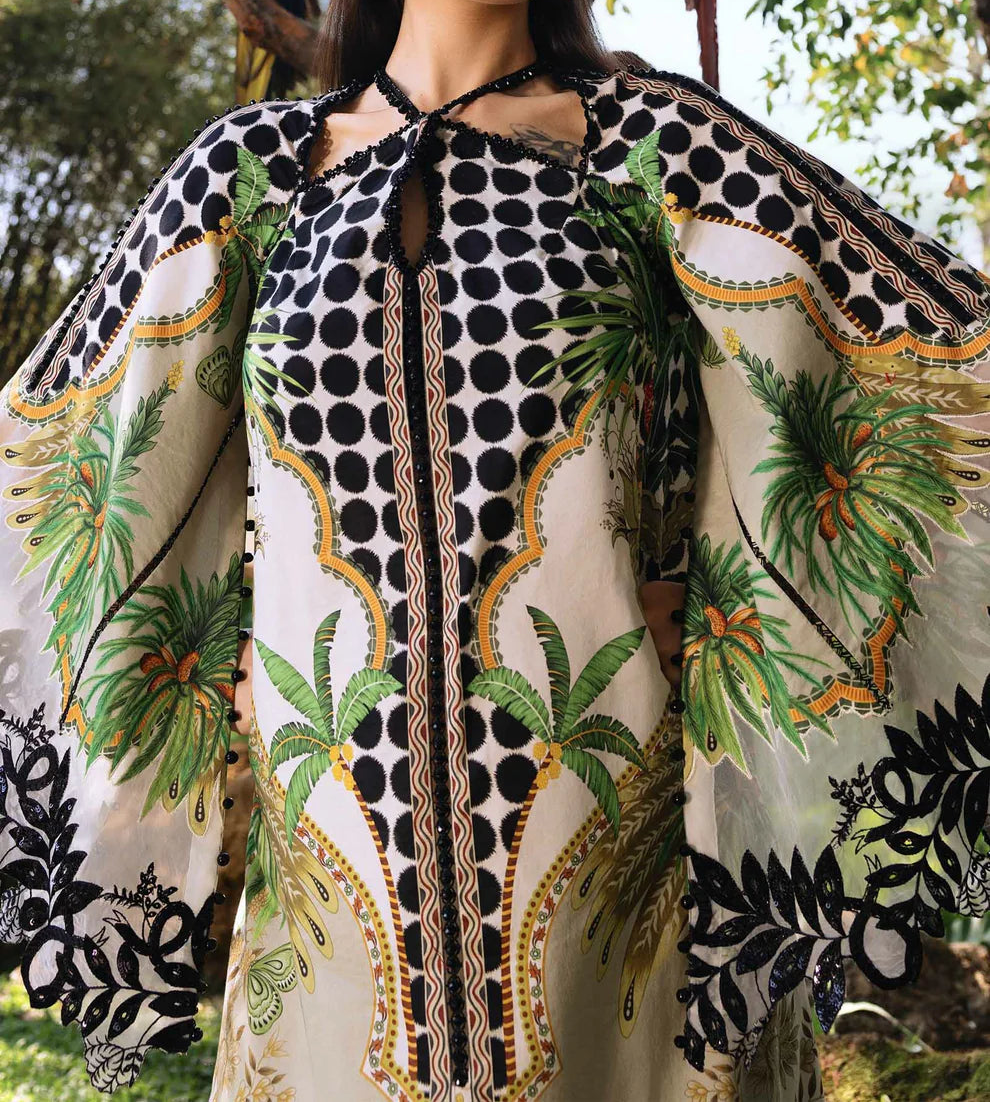 Grace S1364 - Printed & Embroidered 3pc Lawn Dress With Embroidered Sequence Chiffon Dupatta.