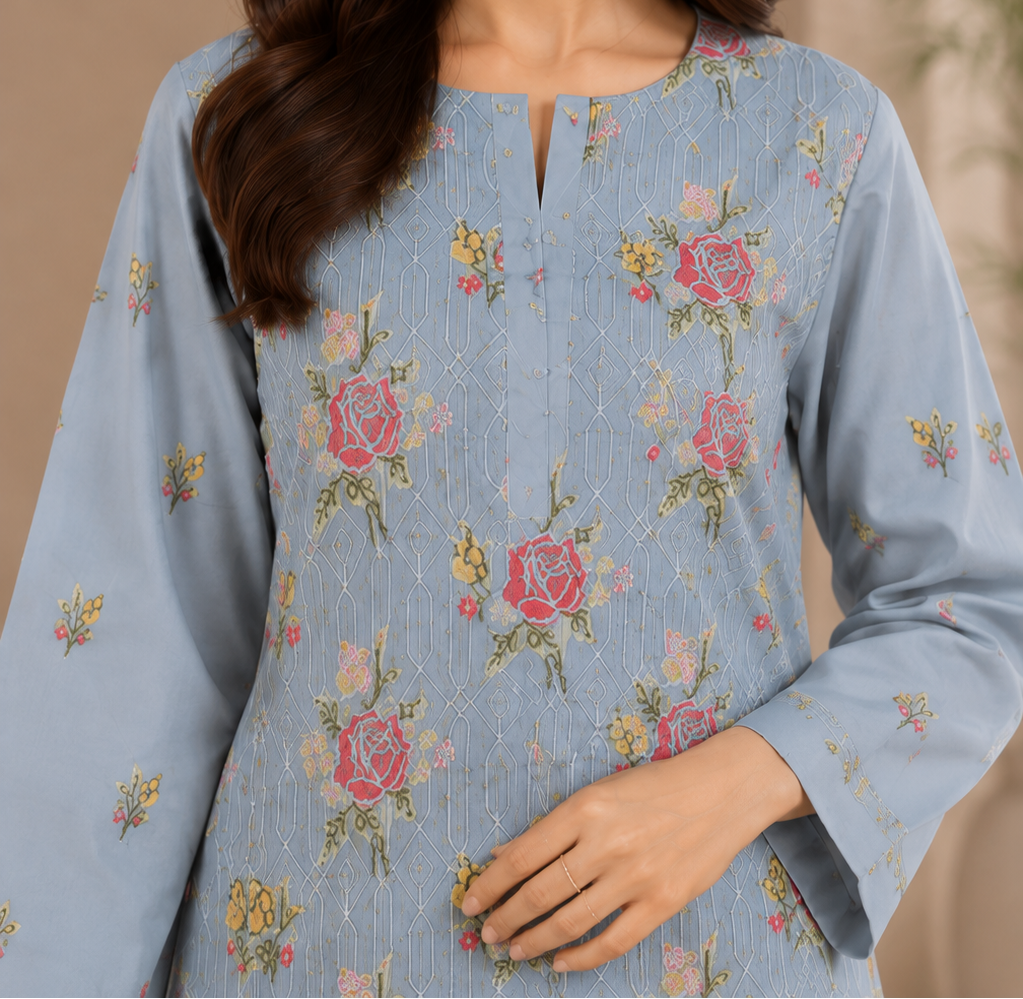 Grace S1563-Embroidered 2pc Lawn Dress.