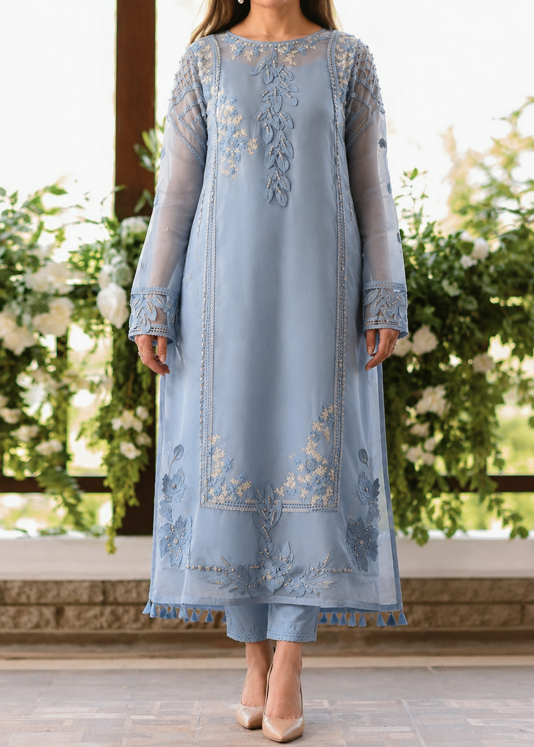 Grace S1520-Embroidered 2pc organza dress.