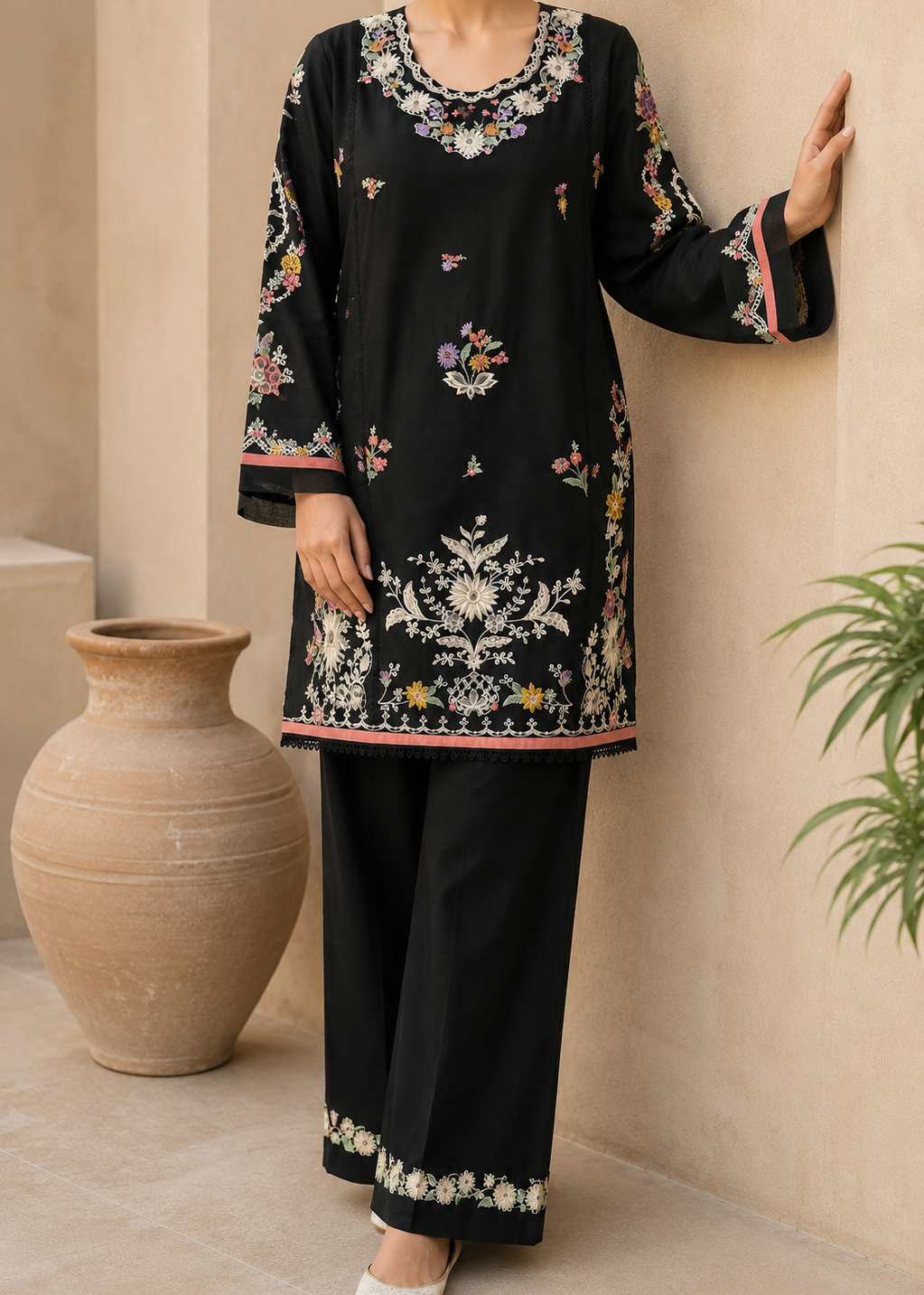Grace Z-(Shanaya) - Stitched Embroidered 2pc lawn dress