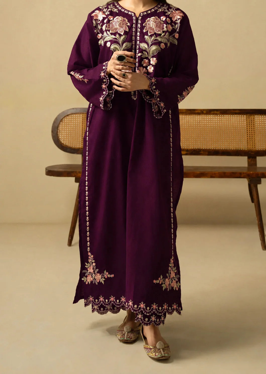 Grace Z-(S1464) - Stitched Embroidered 2pc Lawn Dress.