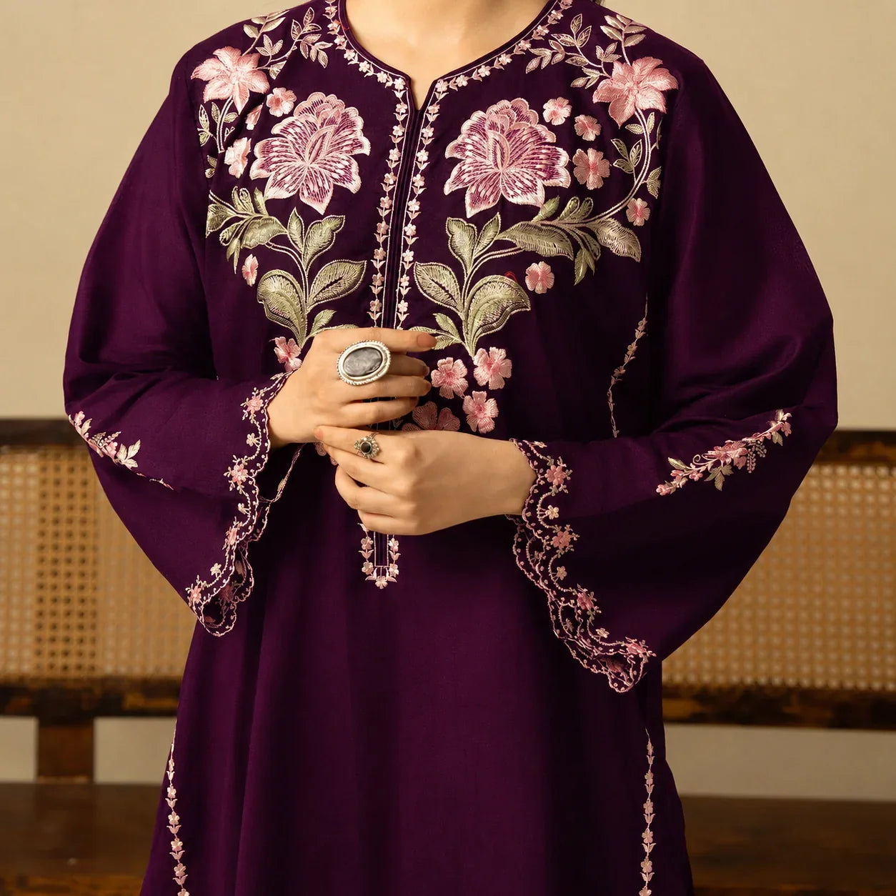 Grace Z-(W1034) - Stitched Embroidered 2pc Marina Dress.