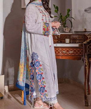 Grace S596-Embroidered 3PC Chikankari Lawn suit with Printed Silk dupatta.